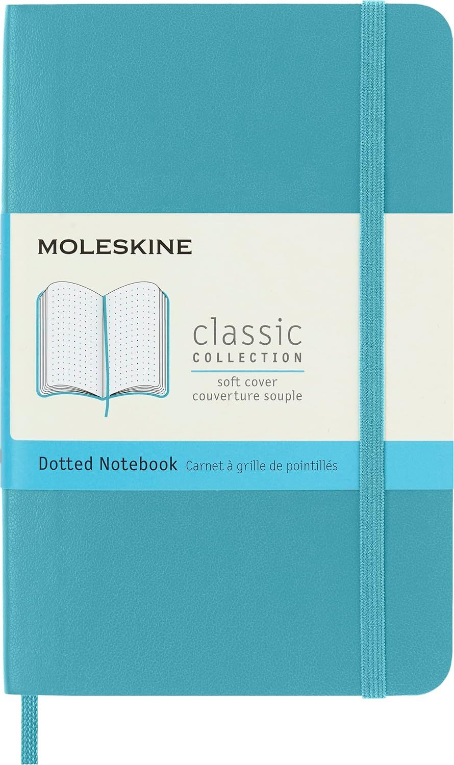 Moleskine Classic Notebook, Soft Cover, X Large, Dotted, Reef Blue, 192 Pages, (7.5" x 9.5")