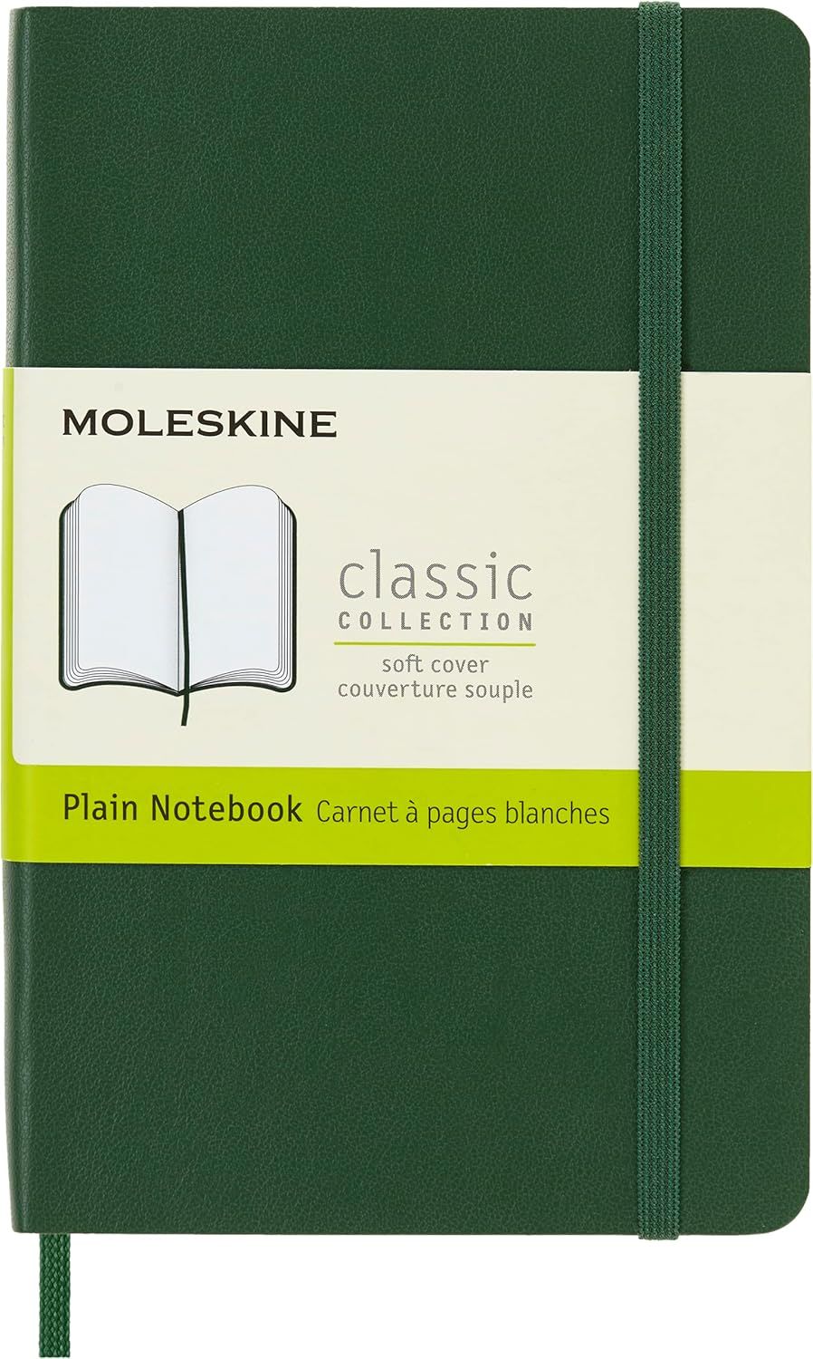 Moleskine Classic Notebook, Soft Cover, Pocket, Plain/Blank, Myrtle Green, 192 Pages, (3.5" x 5.5")