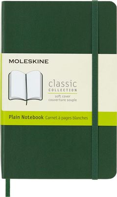 Moleskine Classic Notebook, Soft Cover, Pocket, Plain/Blank, Myrtle Green, 192 Pages, (3.5" x 5.5")