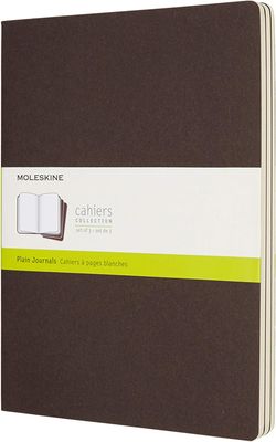 Moleskine Cahier Journal, Soft Cover, Large, Plain, Brown, 80 Pages, (5" x 8.25") (Set of 3)