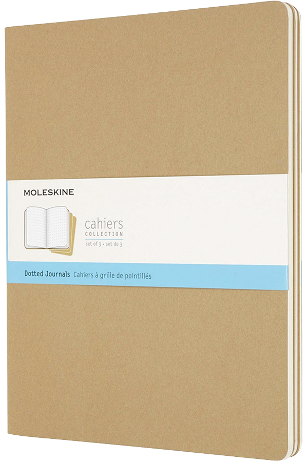 Moleskine Cahier Journal, Soft Cover, XX Large, Dotted, Kraft, 120 Pages (8.5" x 11") (Set of 3)