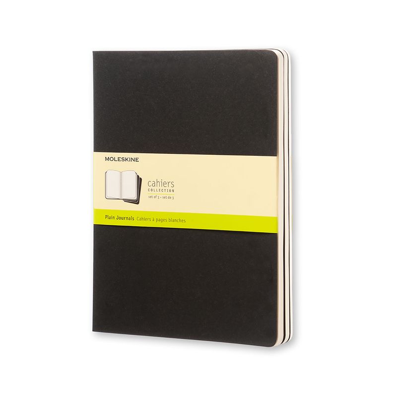 Moleskine Cahier Journal, Soft Cover, X Large, Plain, Black, 120 Pages, (7.5" x 9.5") (Set of 3)