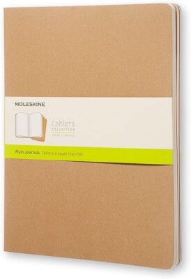 Moleskine Cahier Journal, Soft Cover, X Large, Plain, Kraft, 120 Pages (8.5" x 11") (Set of 3)