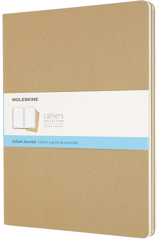 Moleskine Cahier Journal, Soft Cover, XX Large, Dotted, Kraft, 120 Pages (8.5" x 11") (Set of 3)