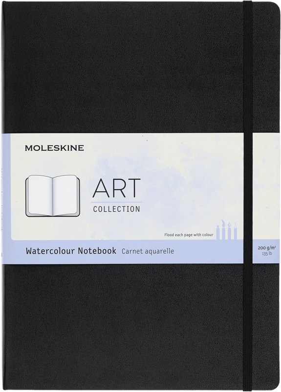 Moleskine Art Watercolor Notebook, Hard Cover, A4, Plain, Black, 60 Pages (8.25" x 11.75")