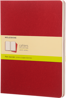 Moleskine Cahier Journal, Soft Cover, X Large, Pocket Plain, Cranberry Red, 120 Pages (7.5" x 9.75") (Set of 3)
