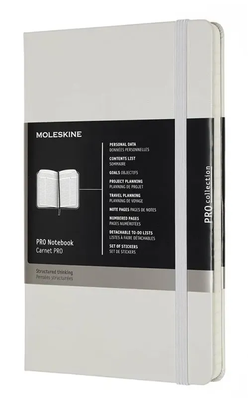 Moleskine PRO Notebook, Soft Cover, Large Professional Project Planning, Pearl Grey, (4.5" x 7")