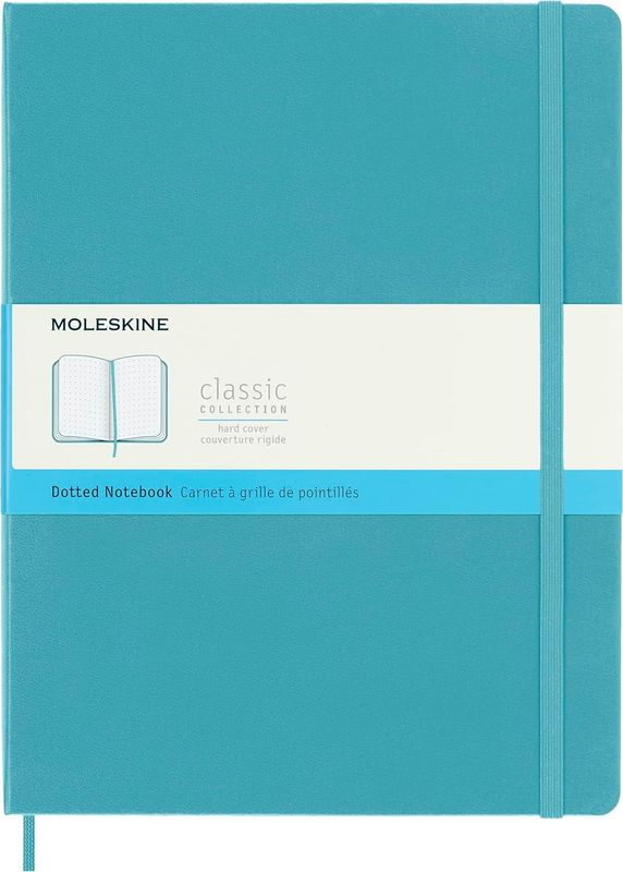 Moleskine Classic Notebook, Hard Cover, Large, Dotted, Reef Blue,  (7.5" X 9.75")
