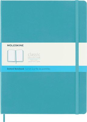 Moleskine Classic Notebook, Hard Cover, Large, Dotted, Reef Blue,  (7.5" X 9.75")
