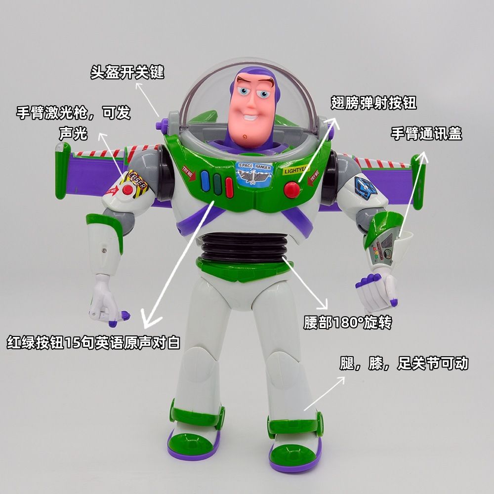 Lightyear Doll Hand-held, Toy Story 2024 New Astronaut, Sounding Luminous Gift Box Attacks, Color: 30cm sound and light emitting multifunctional Bass Light Year [15 sentences to say]