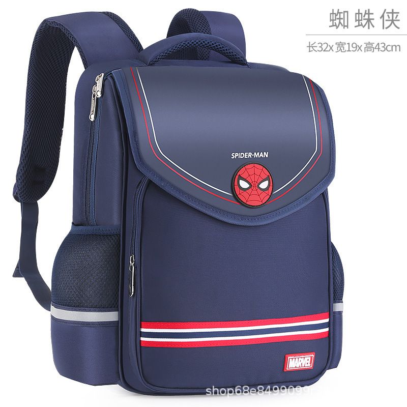 Spider-Man Schoolbag For Boys, Primary School Students, Grade One, Two, Three, And Six, Reducing The Burden And Protecting The Spine. Japanese-style Large-capacity Children&#39;s Light Weight, Color: 5866 Spider-Man Navy (suitable for grades 3-6)
