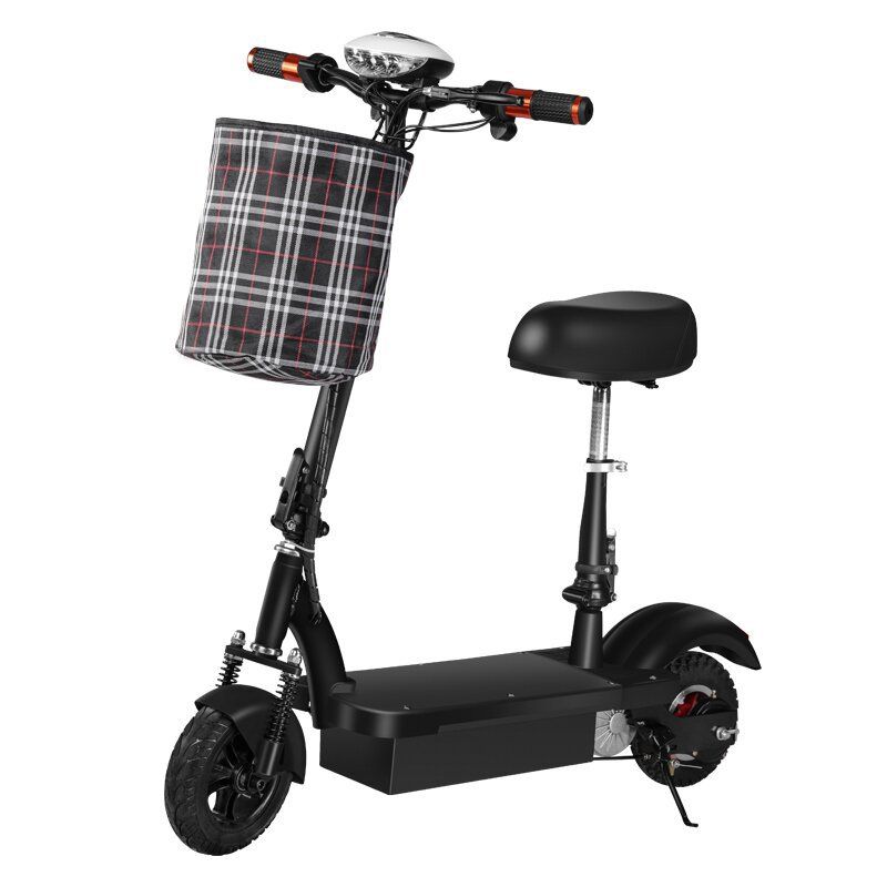 Xiaofeiyan Electric Scooter Battery Car Adult Office Worker Scooter Portable Folding Pulley Scooter, Color: Black (Gift Storage Basket)