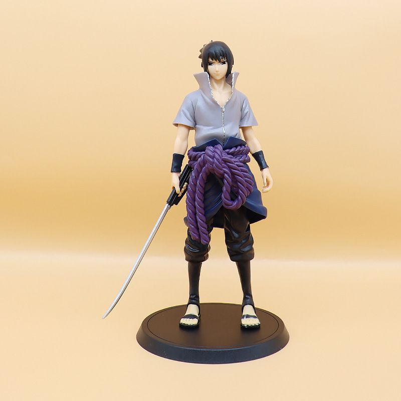 Naruto Model Katana Kakashi Uchiha Itachi Sasuke Naruto Fourth Generation Minato Sakura Anime Figure, Color: Stand Sasuke (bag) 26CM
