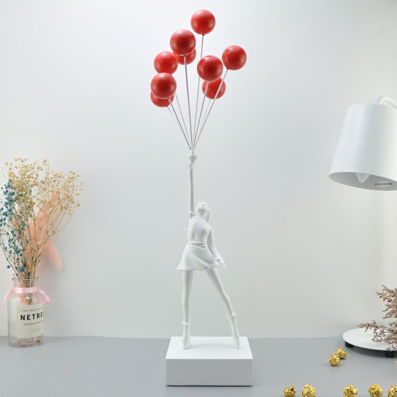 Jianzhi Home Banksy Banks Escultura Bankxi Balloon Girl Decorations Decoración del hogar Decoraciones del hogar, Color: White red ball
