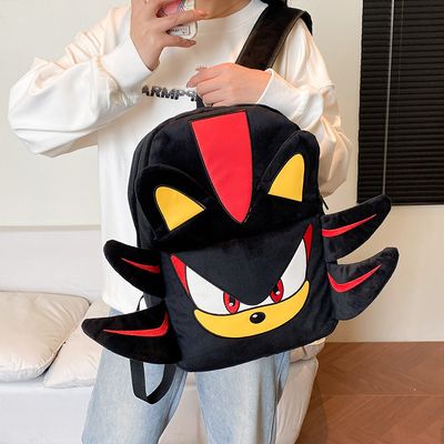 New WLGS Homemade Sonic Shadow Black Plush Niche Backpack Couple Backpack Fire Dragon Backpack