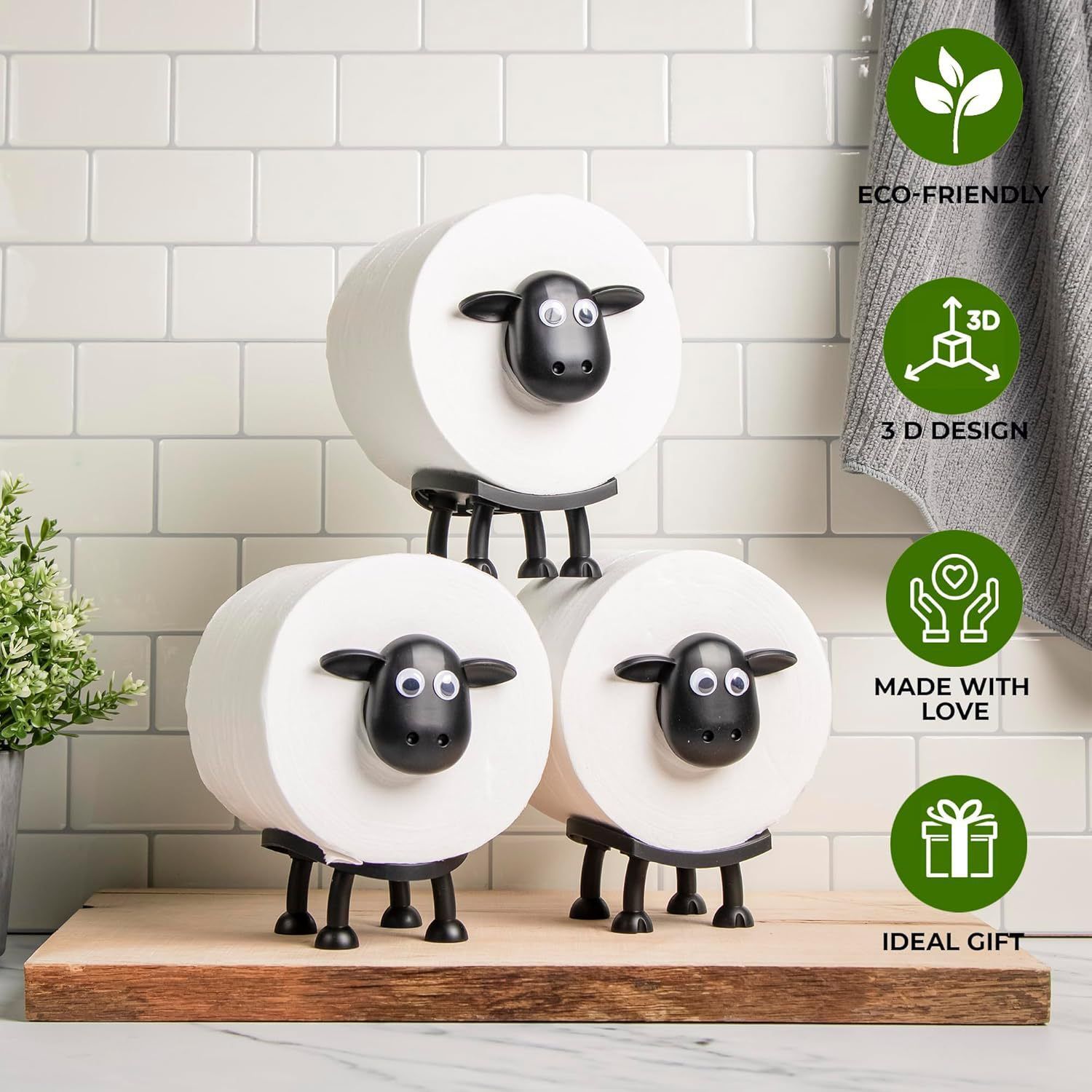 Soporte de rollo de inodoro de ovejas Soporte de papel higiénico de oveja divertida en casa Soporte de papel creativo, Size: Sheep roll paper holder 1 paper box