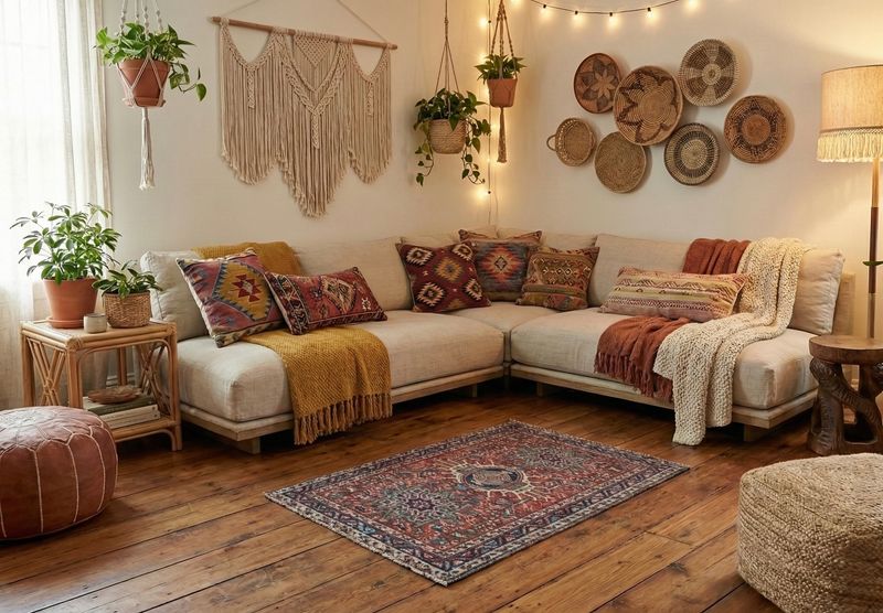 Vintage handgeknoopt tapijt – 85 × 64 cm