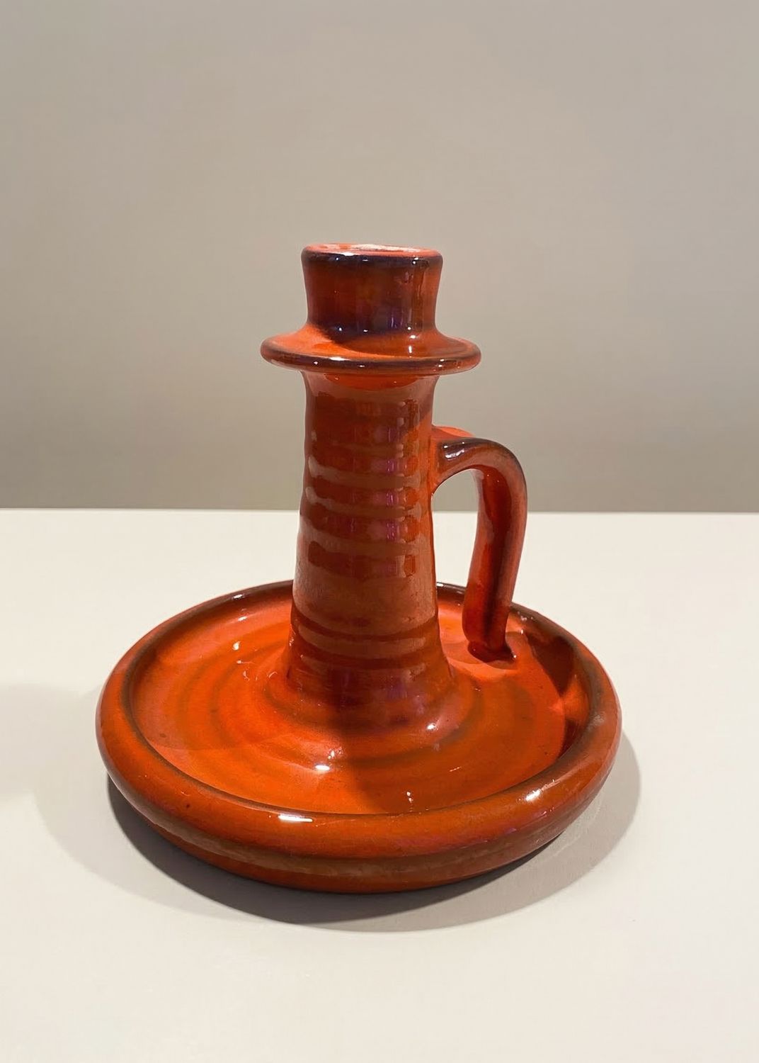 ​🕯️✨West German Pottery kandelaar – rood/oranje lava glazuur – vintage keramiek jaren 60