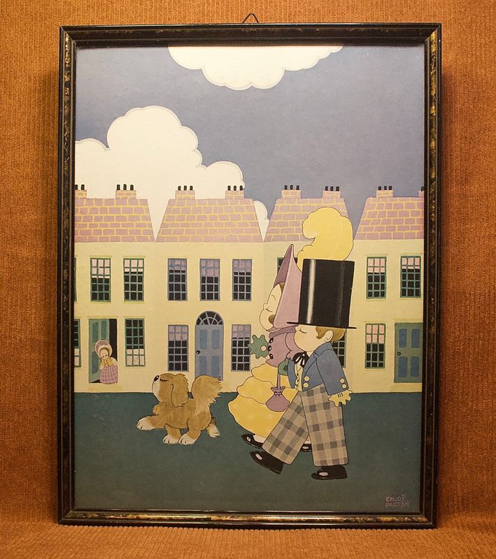 reproductieprent Chloe Preston in vintage lijst 26,5 x 35 cm