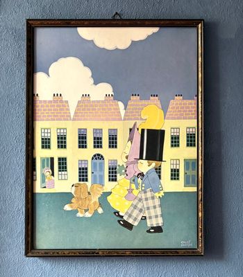 reproductieprent Chloe Preston in vintage lijst 26,5 x 35 cm