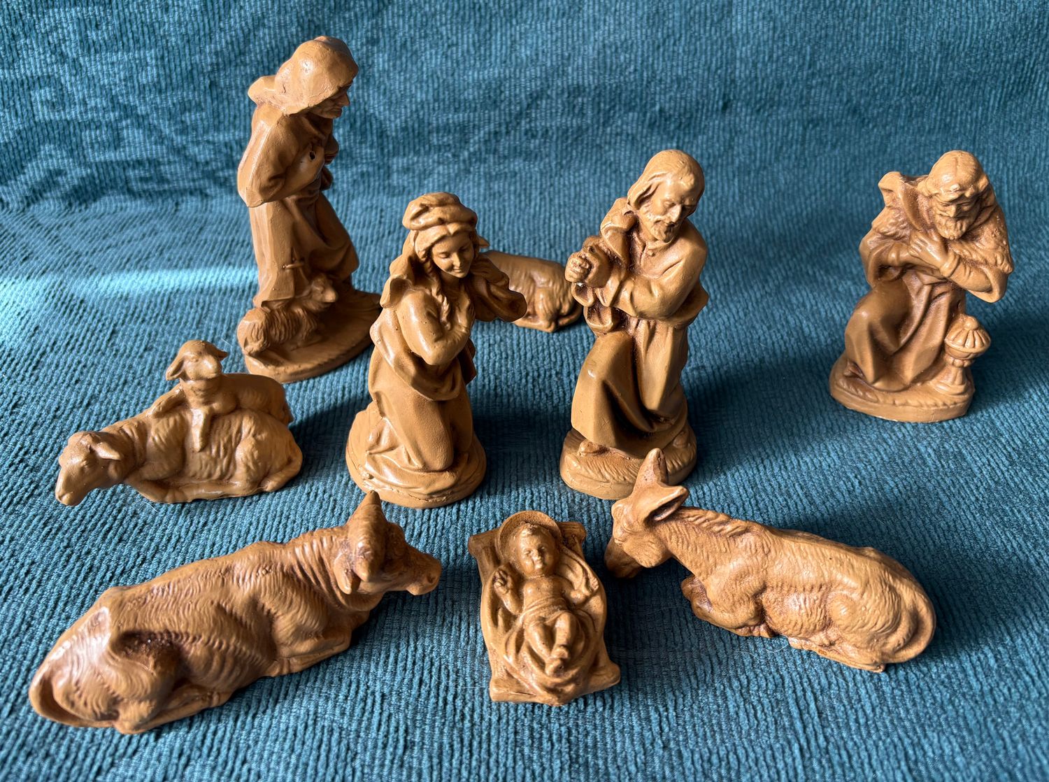Kerstgroep 9-delig, kerststal beeldjes in terracotta look