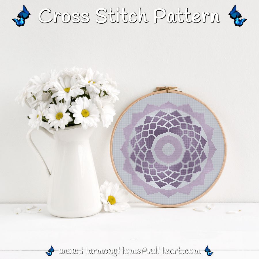 Crown Chakra Cross Stitch Pattern