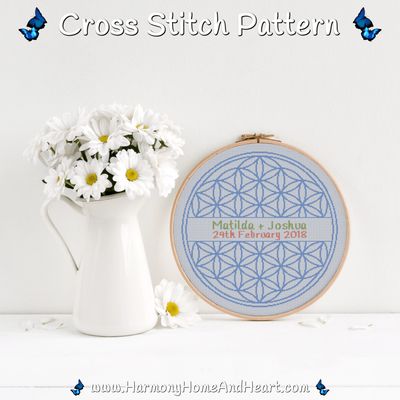 Custom Wedding Flower Of Life Cross Stitch Pattern
