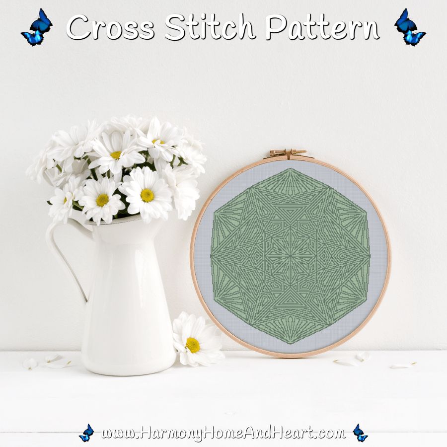 Green Woods Mandala Cross Stitch Pattern