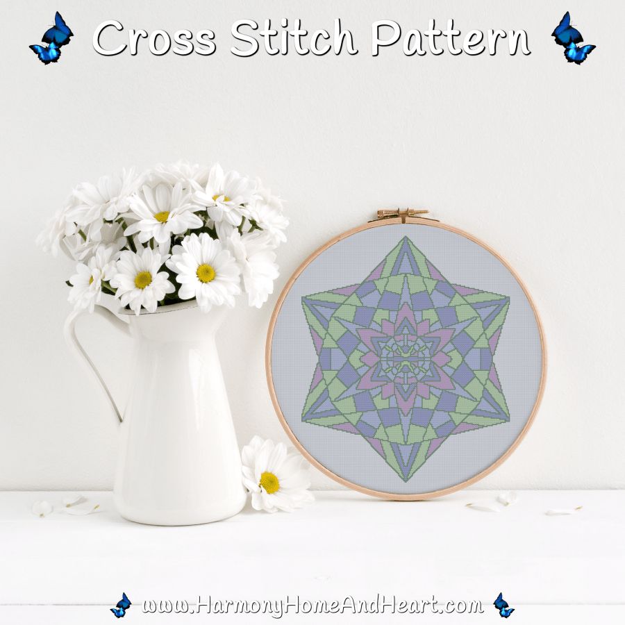 Meadow Radiance Mandala Cross Stitch Pattern