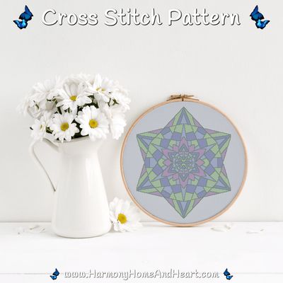 Meadow Radiance Mandala Cross Stitch Pattern