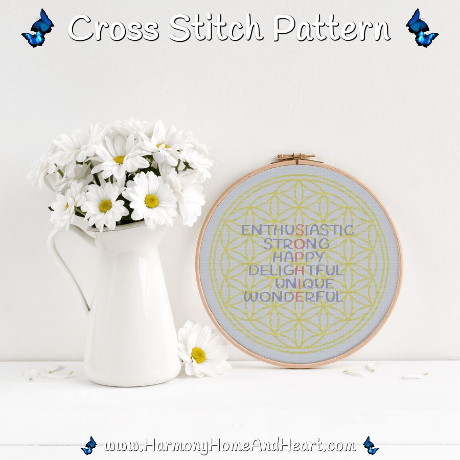 *Custom Order* Please Choose Your Name - Flower Of Life Name Custom Cross Stitch Pattern