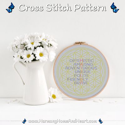 Matilda Flower Of Life Name Cross Stitch Pattern