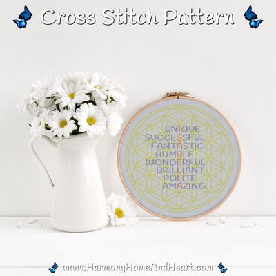 Isabella Flower Of Life Name Cross Stitch Pattern