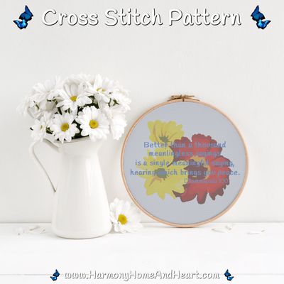 Dhammapada100 Better Than A Thousand Meaningless Sayings Cross Stitch Pattern