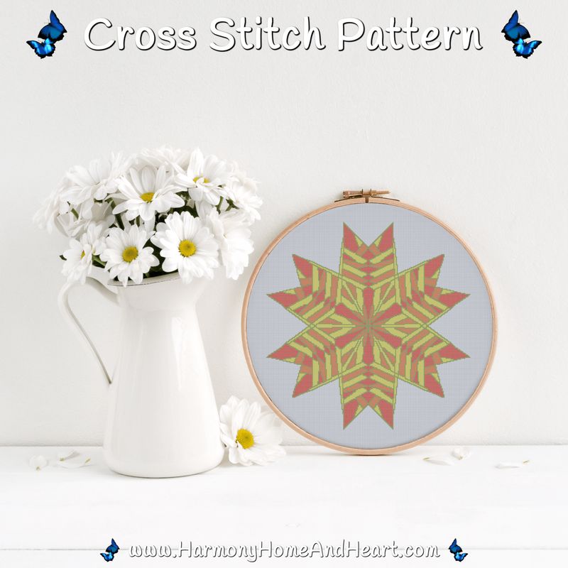 Autumn Blossom Mandala Cross Stitch Pattern