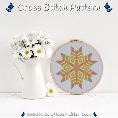 Autumn Blossom Mandala Cross Stitch Pattern