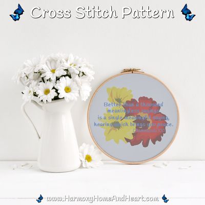 Dhammapada100 Better Than A Thousand Meaningless Sayings Cross Stitch Pattern