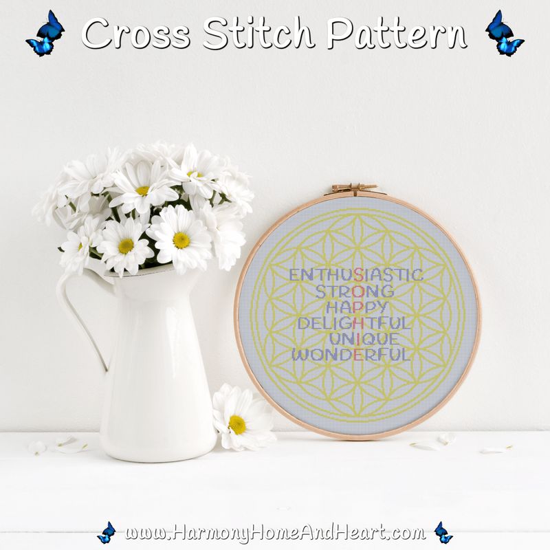 Sophie Flower Of Life Name Cross Stitch Pattern