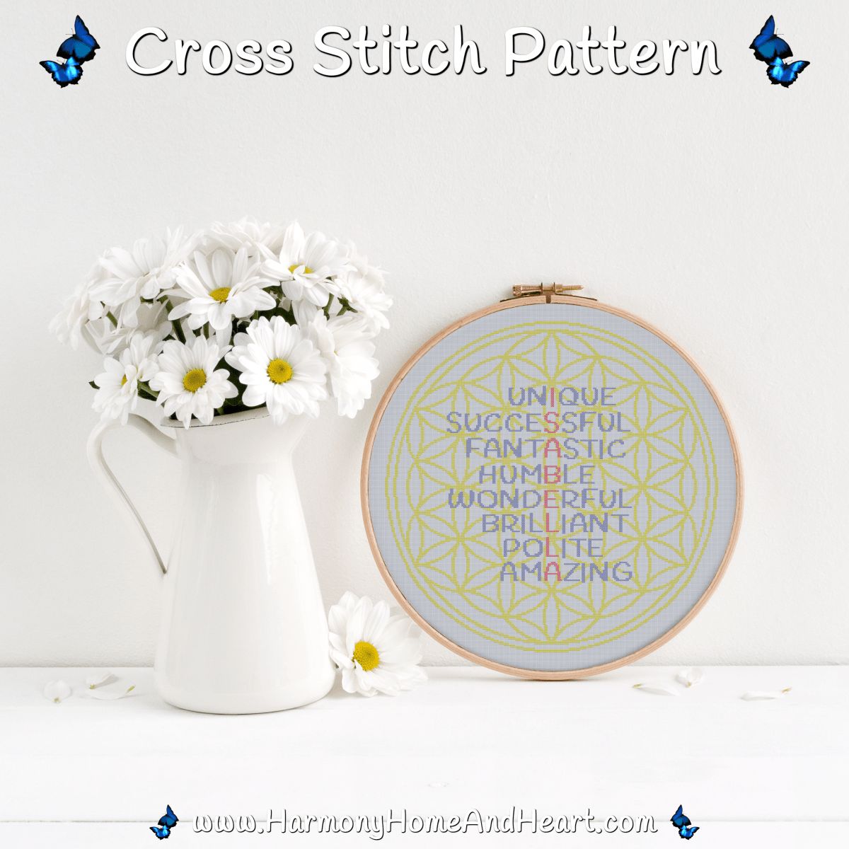 Isabella Flower Of Life Name Cross Stitch Pattern