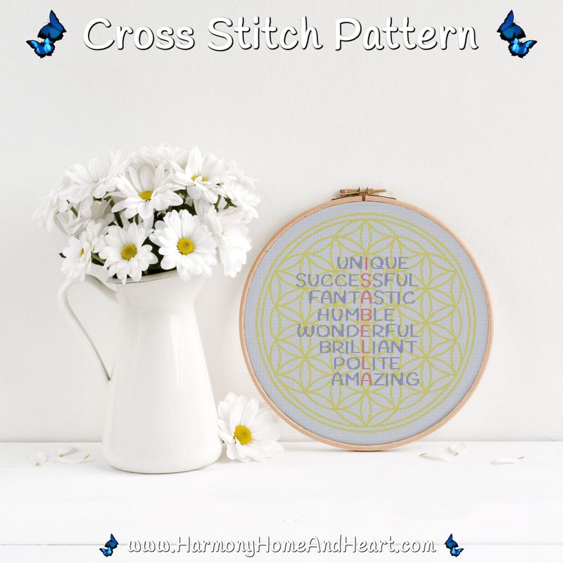 Isabella Flower Of Life Name Cross Stitch Pattern