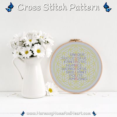 Isabella Flower Of Life Name Cross Stitch Pattern