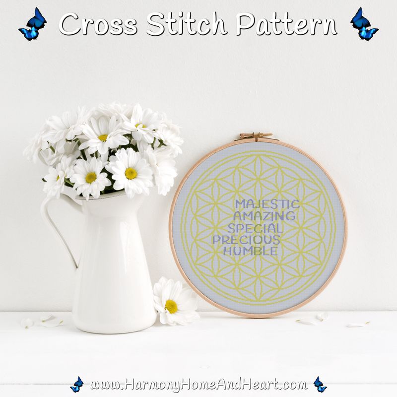 Jacob Flower Of Life Name Cross Stitch Pattern
