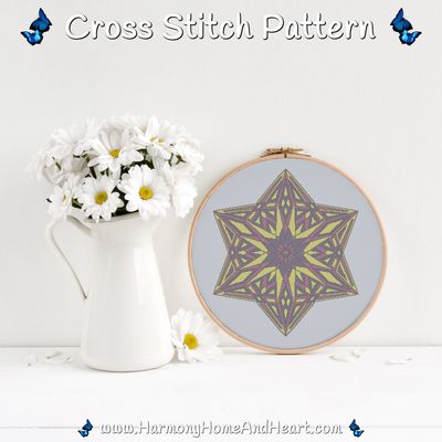 Violet Sun Mandala Cross Stitch Pattern