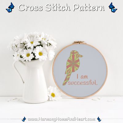 Australian Animal - Kookaburra - I Am Successful - Affirmation Cross Stitch Pattern