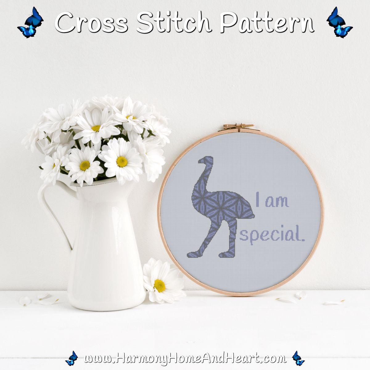 Australian Animal - Emu - I Am Special - Affirmation Cross Stitch Pattern