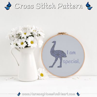 Australian Animal - Emu - I Am Special - Affirmation Cross Stitch Pattern