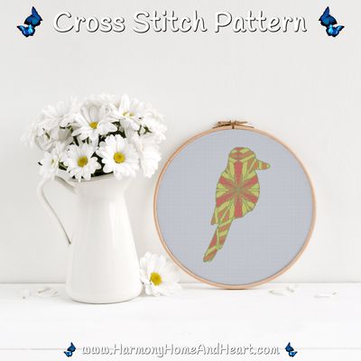Australian Animal - Kookaburra - Mandala Silhouette Cross Stitch Pattern