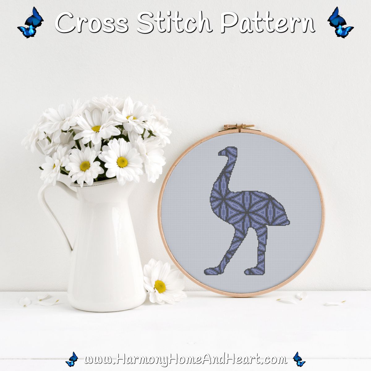 Australian Animal - Emu - Mandala Silhouette Cross Stitch Pattern Australian Animal - Emu - Mandala Silhouette Cross Stitch Pattern