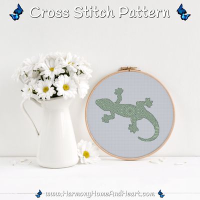 Australian Animal - Gecko - Mandala Silhouette Cross Stitch Pattern Australian Animal - Gecko - Mandala Silhouette Cross Stitch Pattern