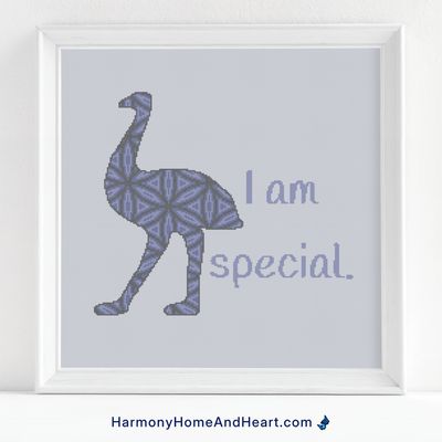 Australian Animal - Emu - I Am Special - Affirmation Cross Stitch Pattern